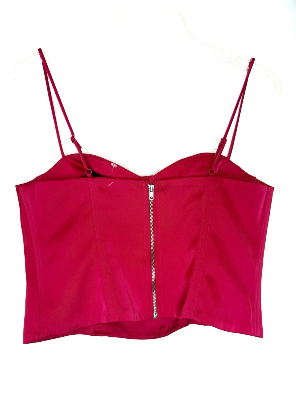 NEW WITH TAGS-JASON WU Red Satin Corset Bustier Adjustable Straps Cropped Top MD - Picture 2 of 6